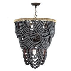 Lorelei Wood Bead Chandelier - Grey - Our Boat House