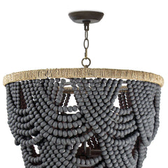 Lorelei Wood Bead Chandelier - Grey - Our Boat House