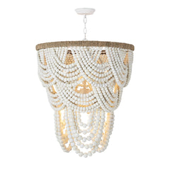 Lorelei Wood Bead Chandelier - White - Our Boat House