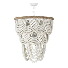Lorelei Wood Bead Chandelier - White - Our Boat House