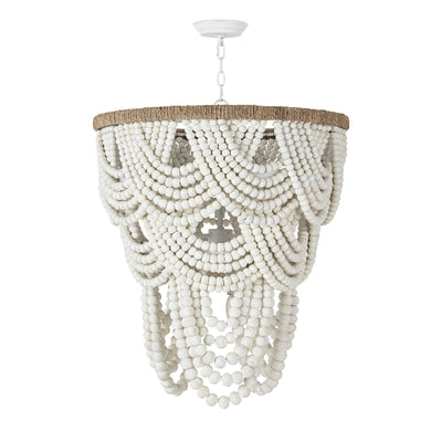 Lorelei Wood Bead Chandelier - White - Our Boat House