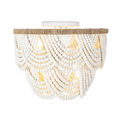 Lorelei Wood Bead Flush Mount - White - Our Boat House
