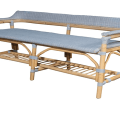 Lucco Rattan Bench - Coastal Blue - Our Boat House