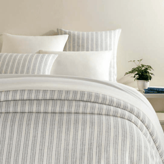 Lush Linen Duvet Cover - Slate Blue Stripe - Our Boat House