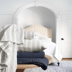 Lush Linen Sham - Slate Blue Stripe - Our Boat House
