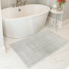 Machine Washable - Gray Running Stitch Rug - Our Boat House