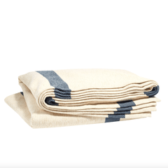 Magnolia Stripe Navy Blanket - Our Boat House