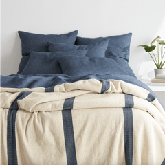 Magnolia Stripe Navy Blanket - Our Boat House