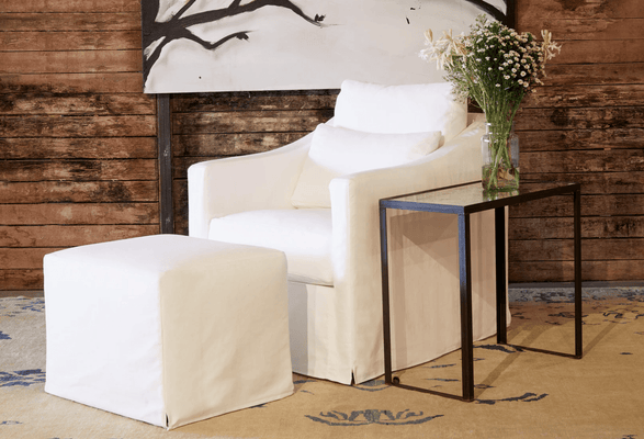 Maui Deluxe 24in Slipcovered Ottoman - Our Boat House