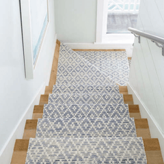 Melange Diamond Blue Cotton Rug - Our Boat House
