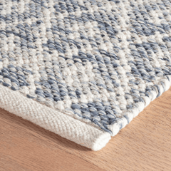 Melange Diamond Blue Cotton Rug - Our Boat House