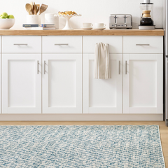 Melange Diamond Blue Machine Washable Rug