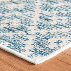 Melange Diamond Blue Machine Washable Rug