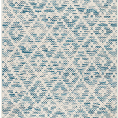 Melange Diamond Blue Machine Washable Rug