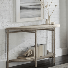 Micah Demilune White Sand Console Table - Large - Our Boat House