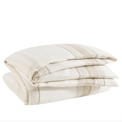 Napa Stripe Linen Natural Duvet Cover - Our Boat House