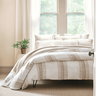 Napa Stripe Linen Natural Sham - Our Boat House