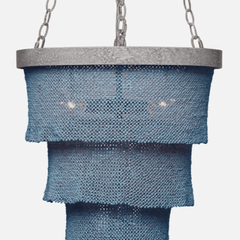 Nashua Coco Bead Three Tier Chandelier - Dusty Blue & Silver - Our Boat House