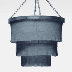 Nashua Coco Bead Three Tier Chandelier - Dusty Blue & Silver - Our Boat House