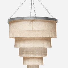 Nashua Coco Bead Three Tier Chandelier - Natural & Silver - Our Boat House