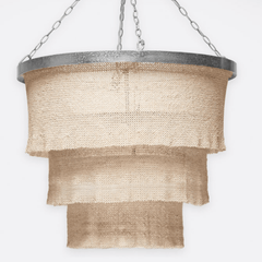 Nashua Coco Bead Three Tier Chandelier - Natural & Silver - Our Boat House