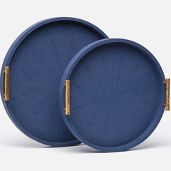 Oceania Round Shagreen Tray Set - Navy Blue - Our Boat House