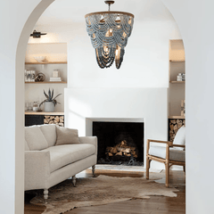 Ombre Wood Bead Chandelier - Our Boat House