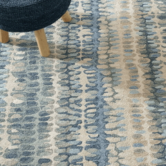 Paint Chip Micro Hooked Wool Rug - Blue - Our Boat House
