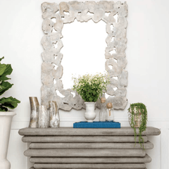 Pieter White Teak Mirror - Two Sizes - Our Boat House