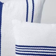 Pinamar Striped Throw Pillows & Throw - Natural & Electric Blue - Our Boat House