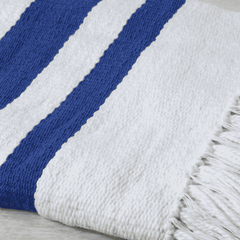 Pinamar Striped Throw Pillows & Throw - Natural & Electric Blue - Our Boat House