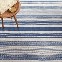 Quincy Stripe Handwoven Indoor/Outdoor Rug - Denim - Our Boat House