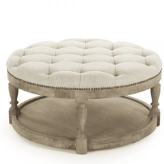 Redmond Tufted Round Cocktail Table - Our Boat House