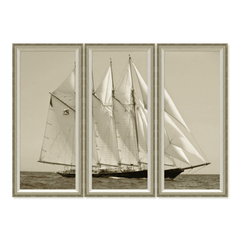 Remastered Yacht Triptych - Framed Giclee - Our Boat House