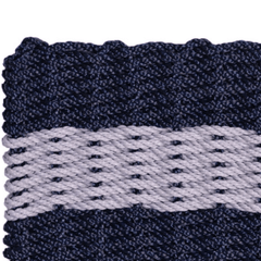 Rope Doormat - Dark Navy & Gray Shoreline Stripe - Our Boat House