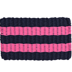 Rope Doormat - Dark Navy & Pink Shoreline Stripe - Our Boat House