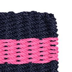 Rope Doormat - Dark Navy & Pink Shoreline Stripe - Our Boat House