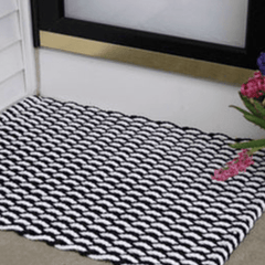 Rope Doormat - Dark Navy & White Wave - Our Boat House