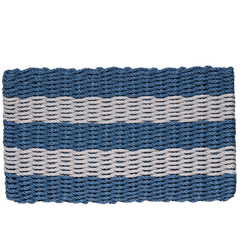 Rope Doormat - Federal Blue & Gray Shoreline Stripe - Our Boat House