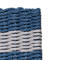 Rope Doormat - Federal Blue & Gray Shoreline Stripe - Our Boat House