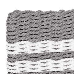 Rope Doormat - Gray & White Farmhouse Stripe - Our Boat House