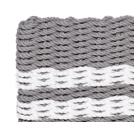 Rope Doormat - Gray & White Farmhouse Stripe - Our Boat House