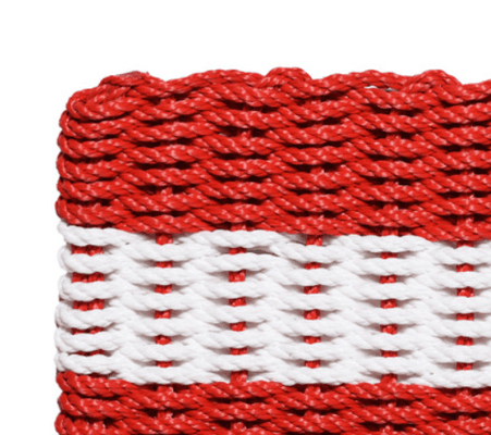 Rope Doormat - Red & White Shoreline Stripe - Our Boat House