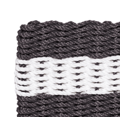 Rope Doormat - Slate & White Shoreline Stripe - Our Boat House