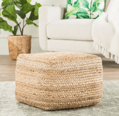 Sabal Jute Square Pouf - Our Boat House