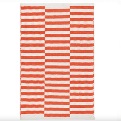 Sailing Stripe Tangerine Handwoven Indoor/Outdoor Rug - Our Boat House