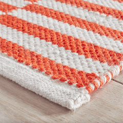 Sailing Stripe Tangerine Handwoven Indoor/Outdoor Rug - Our Boat House