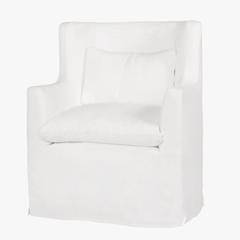 Sardinia Slipcovered Swivel 40in Tall Wing Chair - Our Boat House