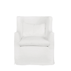 Sardinia Slipcovered Swivel 40in Tall Wing Chair - Our Boat House