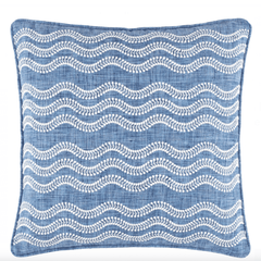Scout Embroidered French Blue Indoor/Outdoor Decorative Pillow - Our Boat House
